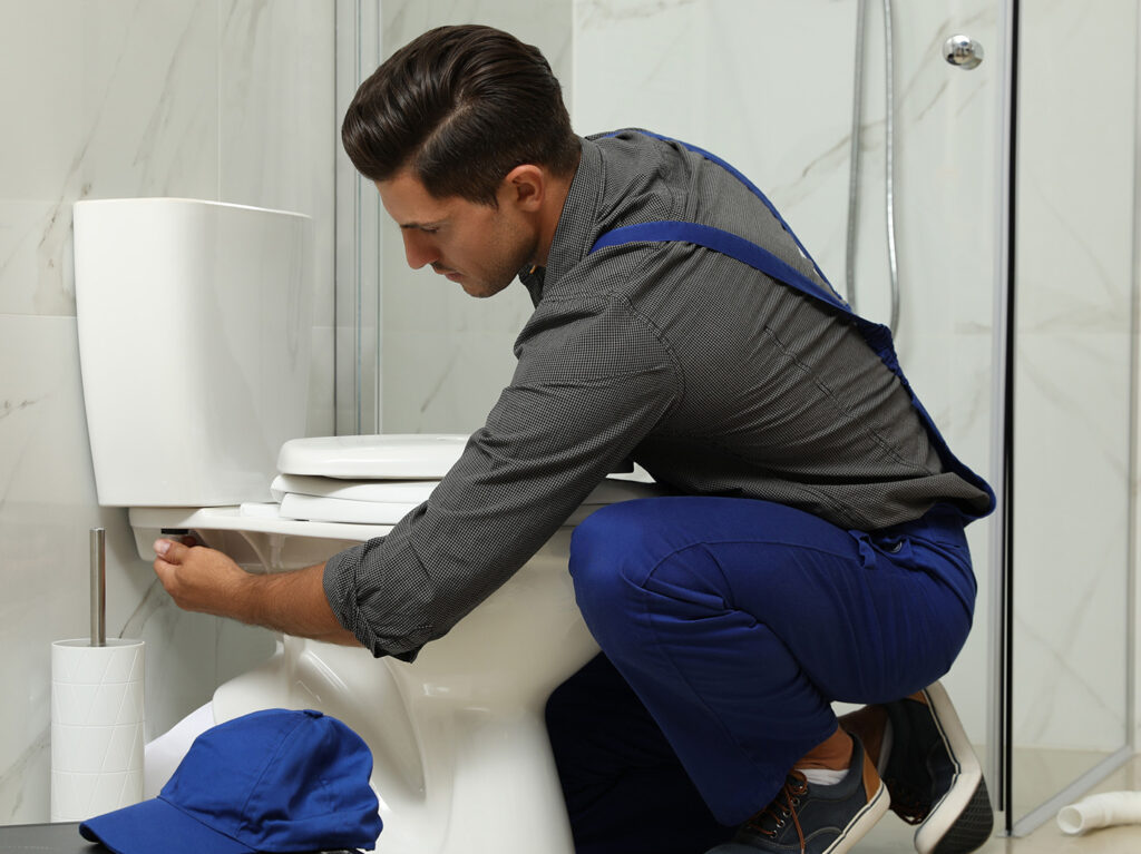 toilet-repairs Plumber Repairing Toilet